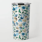 Blue Ink Floral Travel Mug - Qu!rk Boutique