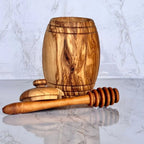 Olive Wood Honey Pot w/Honey Dipper - Qu!rk Boutique