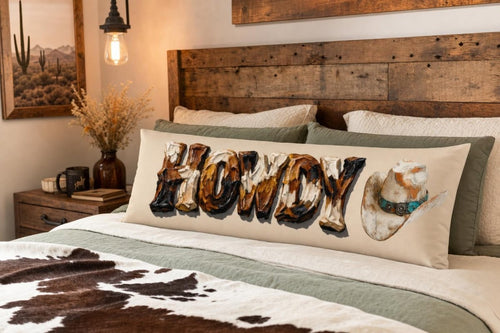 Baha Ranch Western Howdy Highland Cow Body Pillow Cover Made in America - Qu!rk Boutique
