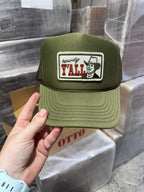 Howdy Y'all Olive Patch Trucker Hat - Qu!rk Boutique