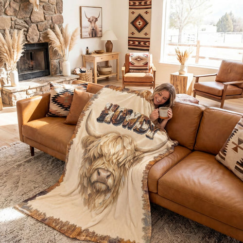 Baha Ranch Howdy Highland Throw Blanket 60" x 80" Made in America - Qu!rk Boutique