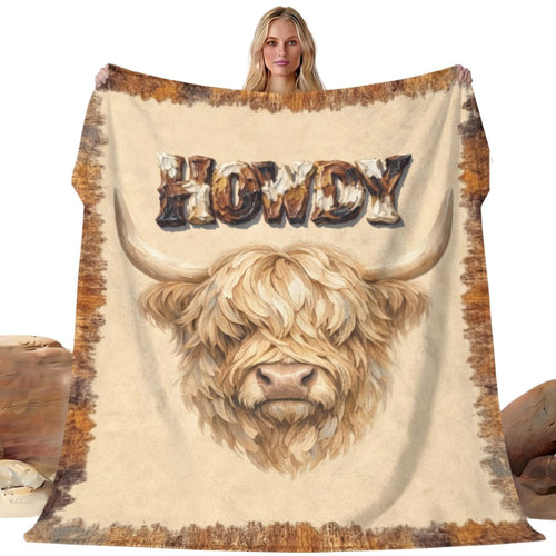 Baha Ranch Howdy Highland Throw Blanket 60" x 80" Made in America - Qu!rk Boutique