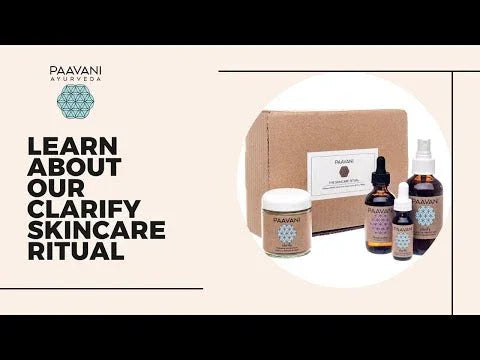 Paavani Ayurveda Clarify Skincare Ritual kit with herbal products and eco-friendly packaging