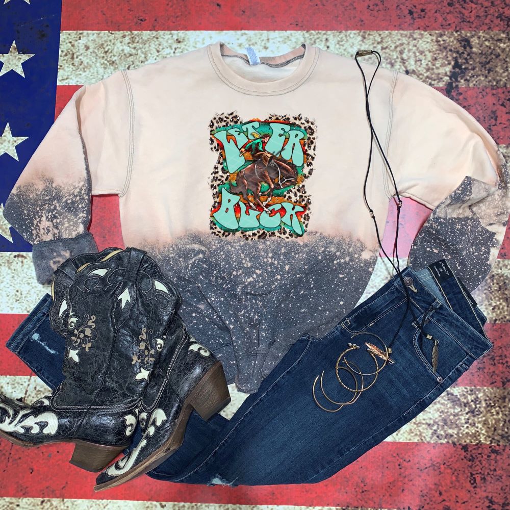 Let er Buck - Cowboy & Bronc w/ Leopard & Serape