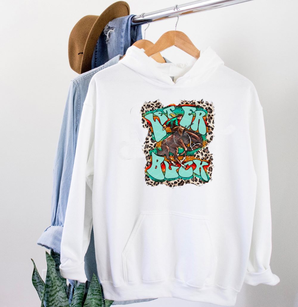 Let er Buck - Cowboy & Bronc w/ Leopard & Serape