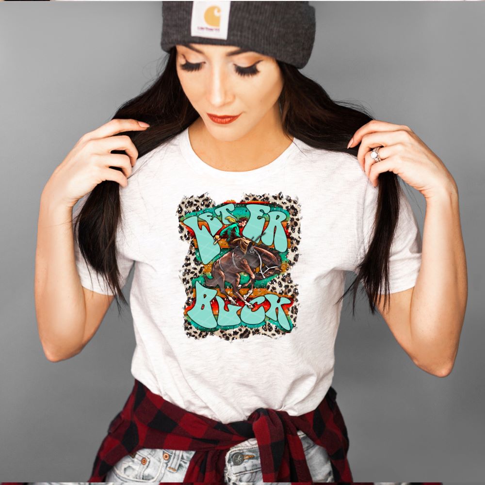 Let er Buck - Cowboy & Bronc w/ Leopard & Serape