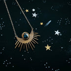 Sun Goddess Necklace - Sun Pendant with Copper Oyster Turquoise - Qu!rk Boutique