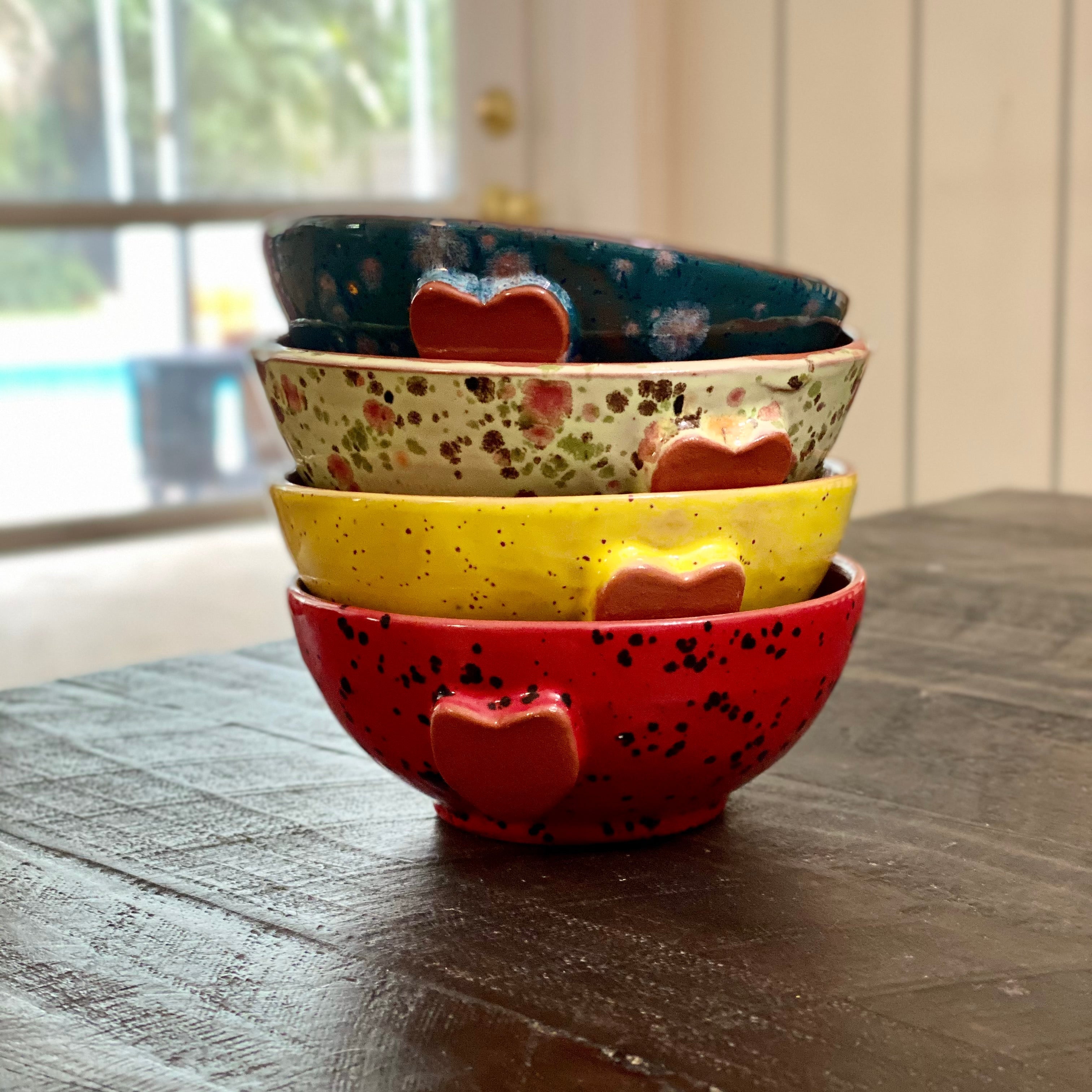 Calliope Heart Ice-Cream Bowls - Ladybug Red- Perfect for a Valentine Date!