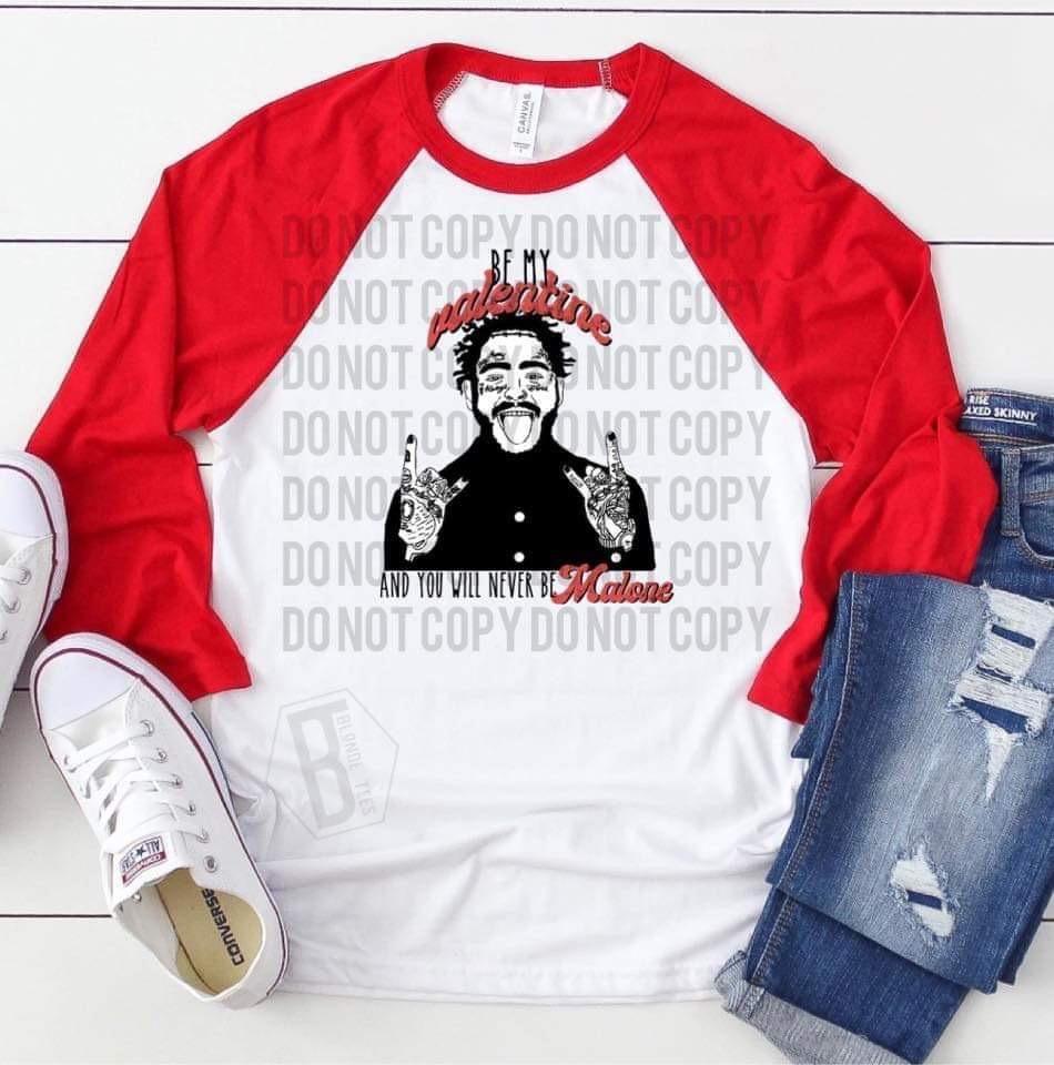 Qu!rk Boutique graphic raglan shirt with red sleeves, Post Malone illustration, Converse sneakers, and distressed jeans flat lay.