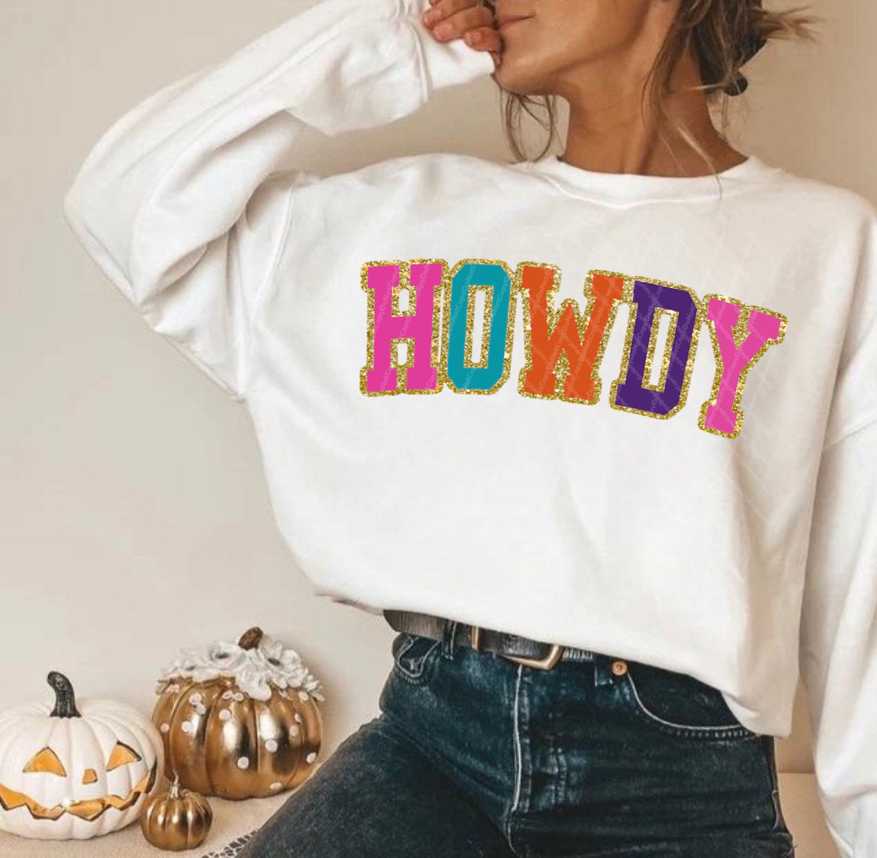 Howdy w/ Glitter Print