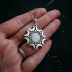 Lunar Witch Necklace - Rainbow Moonstone Pendant - Qu!rk Boutique