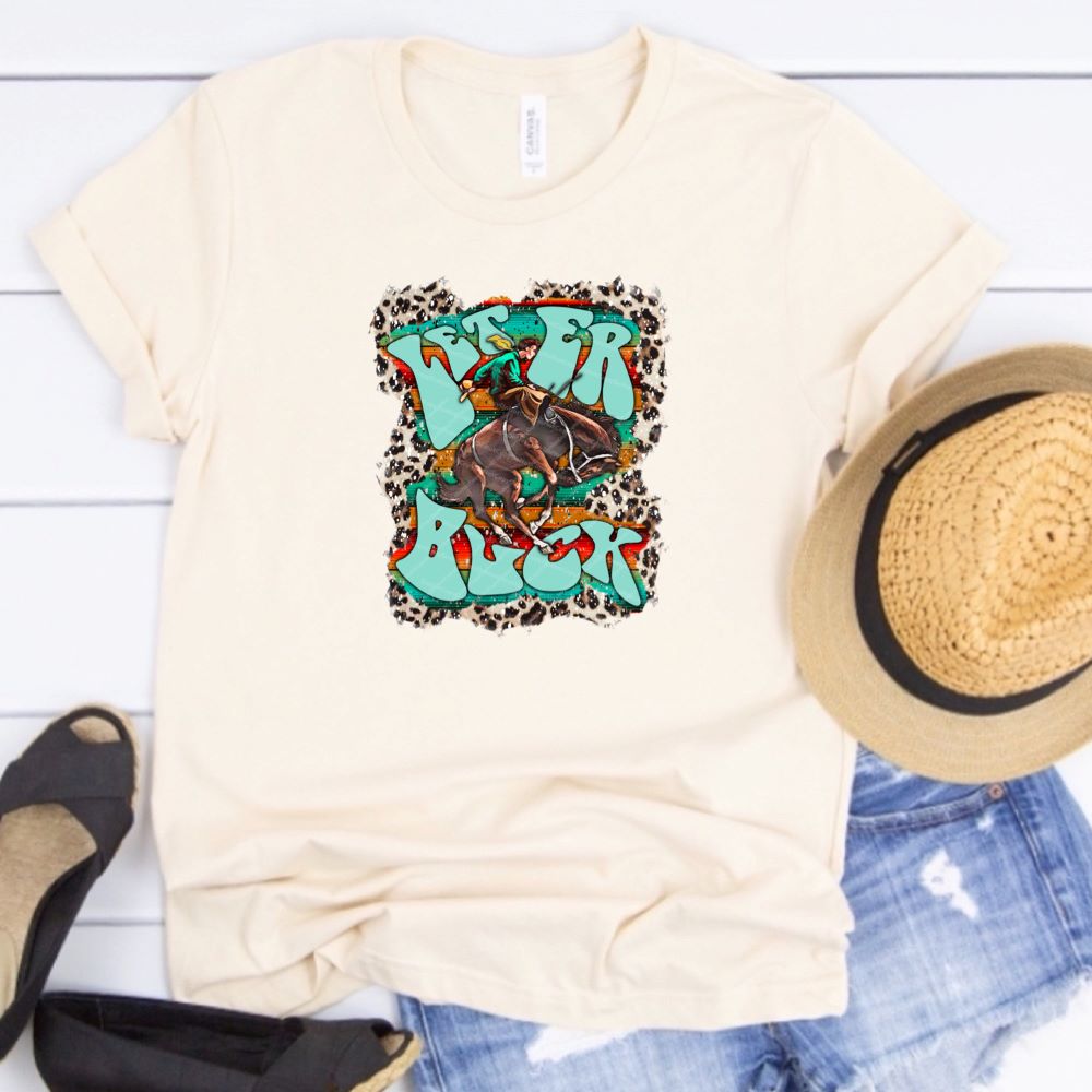 Let er Buck - Cowboy & Bronc w/ Leopard & Serape