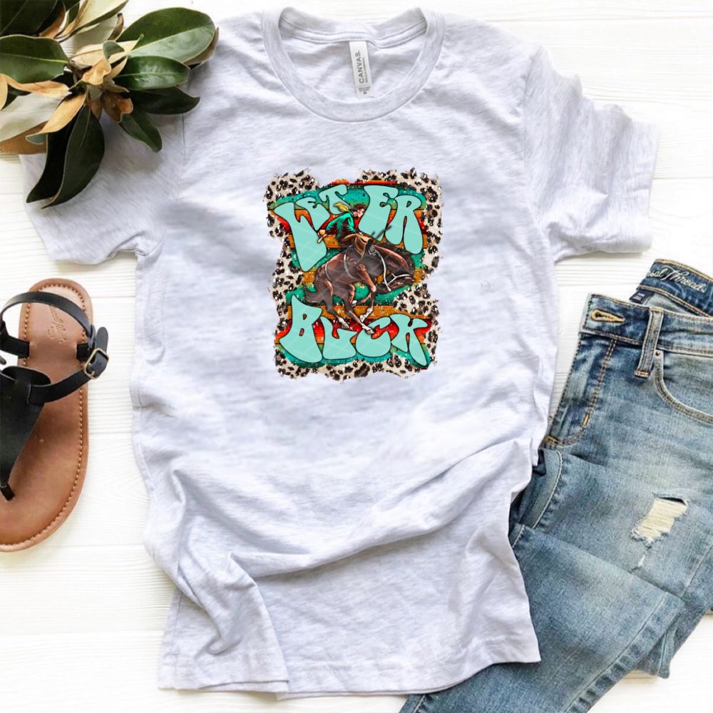 Let er Buck - Cowboy & Bronc w/ Leopard & Serape