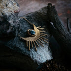 Sun Goddess Necklace - Sun Pendant with Copper Oyster Turquoise - Qu!rk Boutique