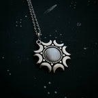 Lunar Witch Necklace - Rainbow Moonstone Pendant - Qu!rk Boutique