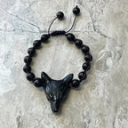 Wolf Spirit Animal Gemstone woven bracelet - Qu!rk Boutique