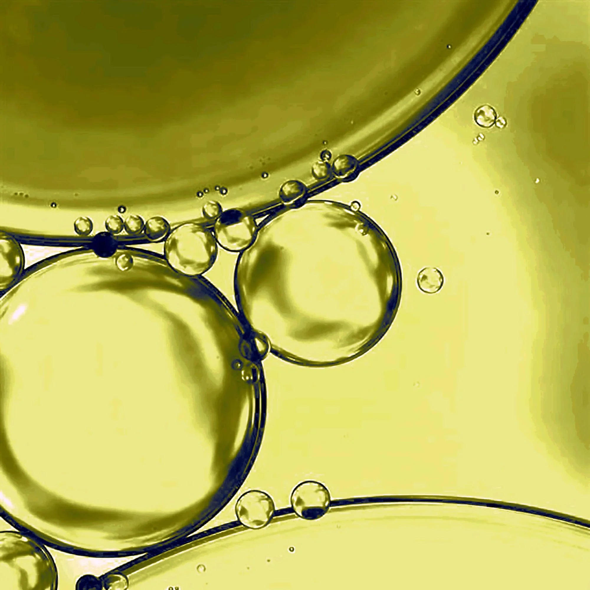 Abstract yellow oil bubbles pattern, cosmic-inspired design for Qu!rk Boutique