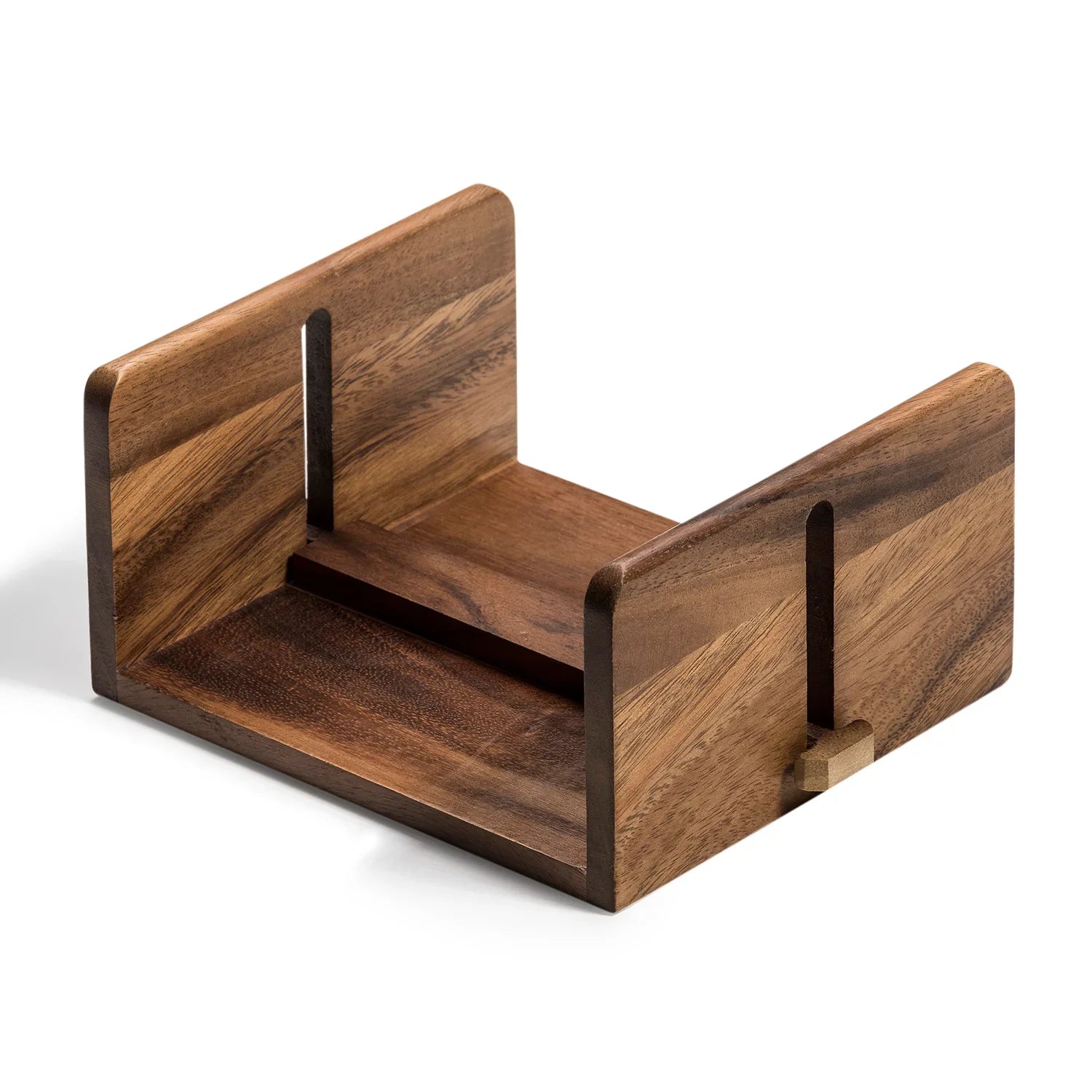 Handcrafted acacia wood napkin holder with minimalist design from Qu!rk Boutique