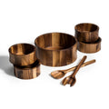 Acacia wood salad bowl set with serving utensils, eco-friendly tableware at Qu!rk Boutique