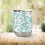 Baby Blue Floral Wine Tumbler - Qu!rk Boutique
