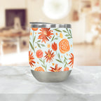 Burnt Orange Flower Burst Wine Tumbler - Qu!rk Boutique