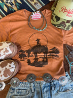 Lone Cowgirl Rider Graphic Tee - Qu!rk Boutique