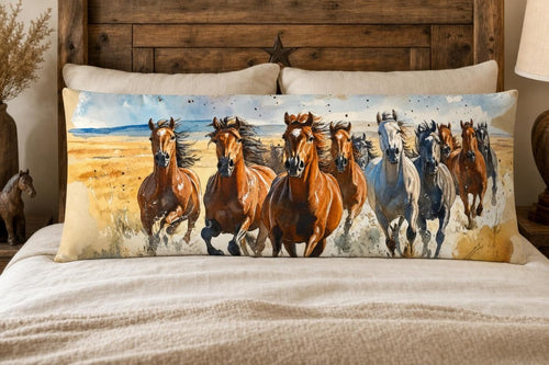 Baha Ranch Running Horses Western Body Pillow Cover Made in America - Qu!rk Boutique