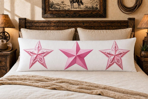 Baha Ranch Pink Cowgirl Stars Body Pillow Cover Made in America - Qu!rk Boutique