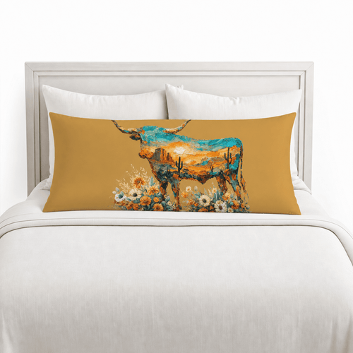 Baha Ranch Floral Longhorn Body Pillow Made in America - Qu!rk Boutique