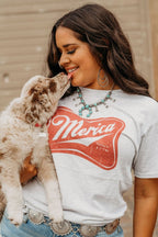 Merica Red Logo Graphic Tee - Qu!rk Boutique