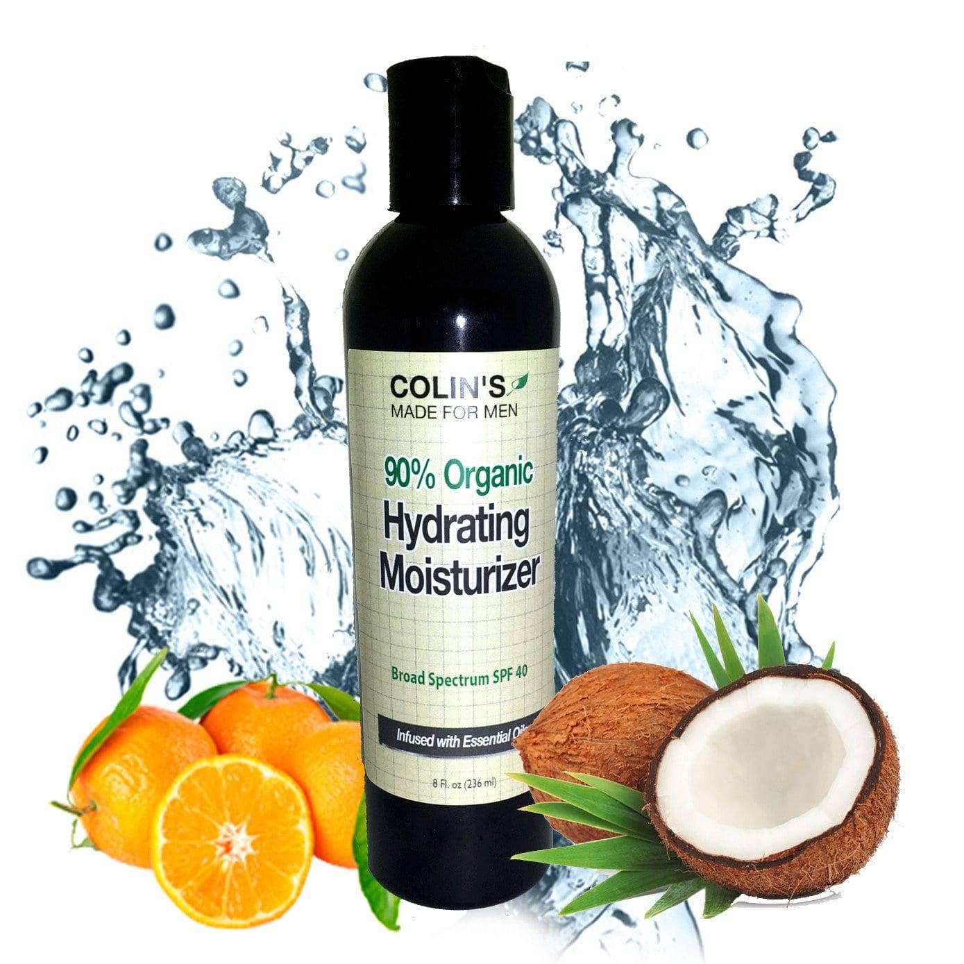 Men’s organic hydrating moisturizer SPF 40 with coconut, orange, and water splash, Qu!rk Boutique