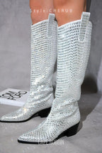 Blazing Boots - Blue or Silver - Cowgirl Sparkle Holiday Western - Qu!rk Boutique