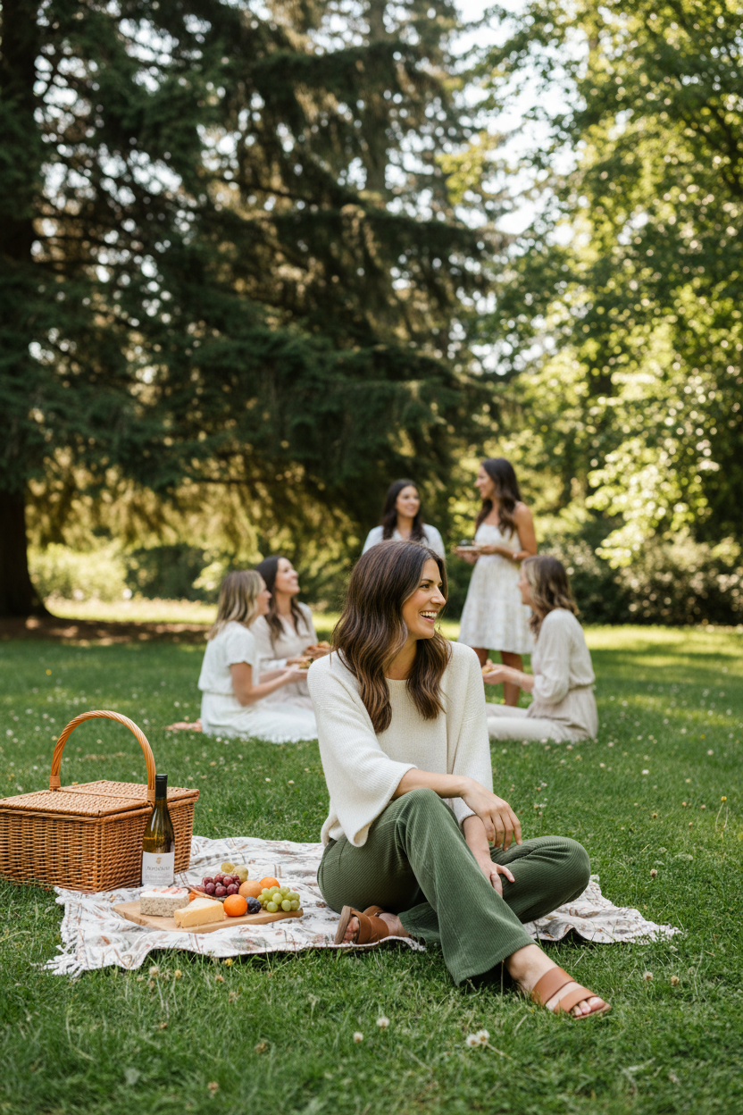 Park Picnic - Green Corduroy Flare Pants