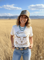 Raised On 90's Country Steer Skull Graphic Tee - Qu!rk Boutique