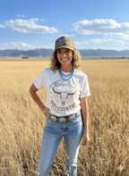 Raised On 90's Country Steer Skull Graphic Tee - Qu!rk Boutique