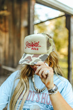 Raisin' Hell Green Camo Trucker Hat - Qu!rk Boutique