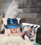 Baha Ranch Cowgirl Blonde Velvety Soft Throw Pillow Case Made in America - Qu!rk Boutique