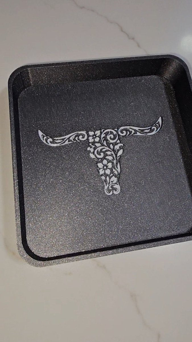 Baha Ranch 3d Print Western Longhorn Cowboy Cowgirl Accessory Tooled Tray - Qu!rk Boutique