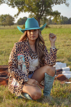 Baha Ranch Retro Pop Western Wild West Leopard Blazer - Qu!rk Boutique