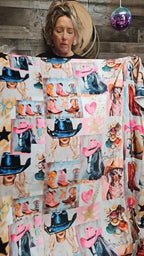 Danilo Painted Cowgirl Collage Throw Blanket 60" x 80 Made in America - Qu!rk Boutique