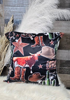 Baha Ranch Cowboy Collage Velvety Soft Throw Pillow Case Made in America - Qu!rk Boutique