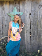 Baha Ranch Bull Skull Retro Pop Western Tank Top - Qu!rk Boutique