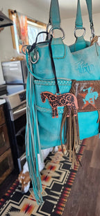 Baha Ranch 3D Print Floral Tooled Horse Charm or Keychain Made in America - Qu!rk Boutique