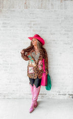Baha Ranch Retro Pop Western Wild West Leopard Blazer - Qu!rk Boutique