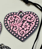 3d Printed Tooled Cowboy Cowgirl Heart Keychain or Purse Charm - Qu!rk Boutique