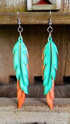 3D Print Double Feather Boho Earrings Made in America - Qu!rk Boutique