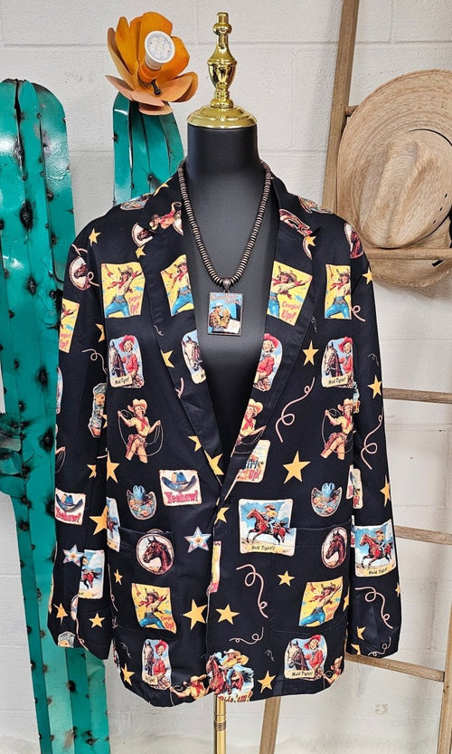 Baha Ranch Vintage Cowgirl Collage Western Blazer - Qu!rk Boutique