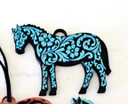 Baha Ranch 3D Print Floral Tooled Horse Charm or Keychain Made in America - Qu!rk Boutique