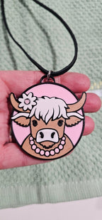 3d Western Cowgirl Cowboy Highland Cow Theme - Necklace, Purse Charm, Earrings, Keychain, Magnet - Qu!rk Boutique