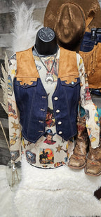 Giddy Up Cowgirl Fringe Vest Shorts Set Outfit - Qu!rk Boutique
